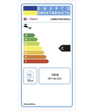 На фото Водонагрівач накопичувальний електричний Hi-therm LUMIA TECH 80 DRY